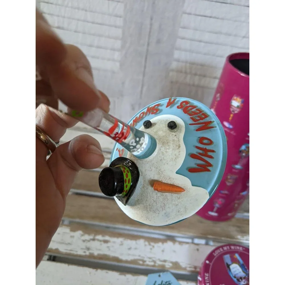 Lolita who‎ needs a snowman holiday wine glass cham